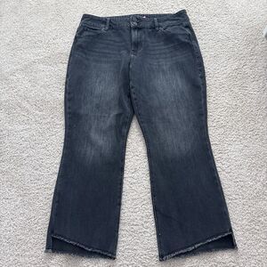 Cabi Womens Black Wash Denim Jeans Hi Low Crop High Rise Stretch Cotton Blend 14